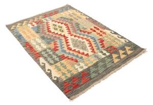 Tappeto Kilim Geometrico Grigio Scuro Multicolore 111x148 Cm