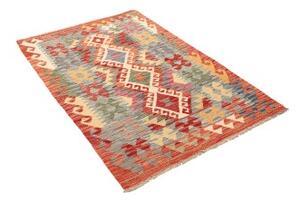 Tappeto Kilim Stilizzato Rosso Mattone Azzurro 99x148 Cm