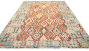 Tappeto Kilim Geometrico Celeste Mattone 209x299 Cm