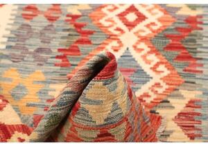 Tappeto Kilim Stilizzato Rosso Mattone Azzurro 99x148 Cm