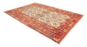 Tappeto Kilim Geometrico Rosso Mattone Verde Acqua 203x300 Cm