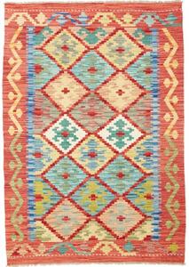Tappeto Kilim Geometrico Rosso Mattone Multicolore 102x146 Cm