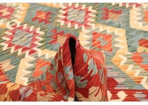 Tappeto Kilim Geometrico Rosso Mattone Verde Acqua 203x300 Cm