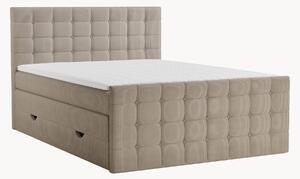 Letto boxspring in velluto a coste fatto a mano con contenitore Tasca, H3