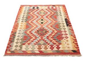 Tappeto Kilim Geometrico Rosso Avorio 101x147 Cm