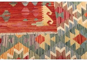 Tappeto Kilim Geometrico Rosso Mattone Verde Acqua 203x300 Cm