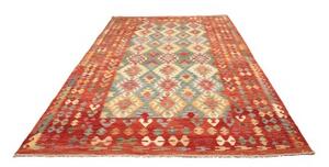 Tappeto Kilim Geometrico Rosso Mattone Verde Acqua 203x300 Cm