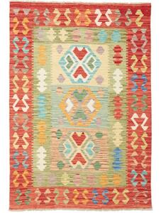 Tappeto Kilim Geometrico Rosso Multicolore 102x148 Cm