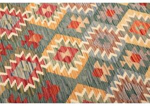 Tappeto Kilim Geometrico Rosso Mattone Verde Acqua 203x300 Cm