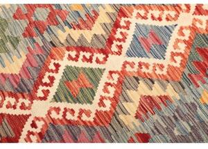 Tappeto Kilim Stilizzato Rosso Mattone Azzurro 99x148 Cm