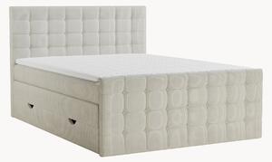 Letto boxspring in velluto a coste fatto a mano con contenitore Tasca, H3
