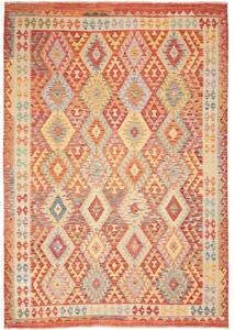 Tappeto Kilim Geometrico Rosso Beige 205x294 Cm