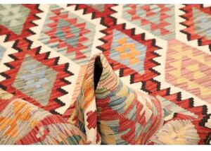 Tappeto Kilim Geometrico Rosso Multicolore 205x293 Cm