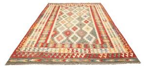 Tappeto Kilim Geometrico Avorio Rosso Corallo 205x290 Cm