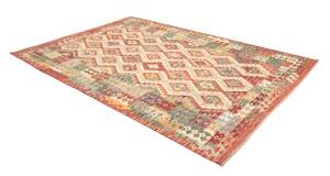 Tappeto Kilim Geometrico Rosso Beige 205x293 Cm