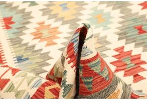 Tappeto Kilim Geometrico Avorio Rosso Corallo 205x290 Cm