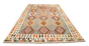 Tappeto Kilim Geometrico Azzurro Arancione 204x306 Cm