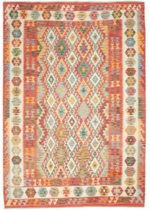 Tappeto Kilim Stilizzato Rosso Beige 205x297 Cm