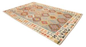 Tappeto Kilim Geometrico Azzurro Arancione 204x306 Cm