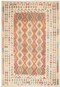 Tappeto Kilim Geometrico Avorio Rosso 210x298 Cm