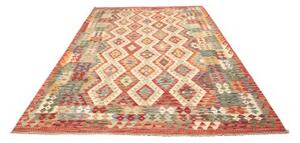 Tappeto Kilim Geometrico Rosso Beige 205x293 Cm