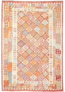 Tappeto Kilim Geometrico Rosso Mattone Avorio 205x297 Cm