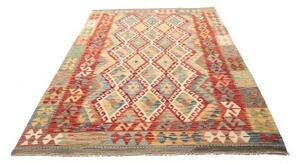 Tappeto Kilim Geometrico Rosso Beige 170x237 Cm