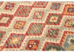 Tappeto Kilim Geometrico Rosso Beige 205x293 Cm