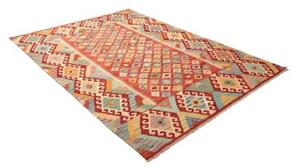 Tappeto Kilim Geometrico Rosso Multicolore 174x241 Cm