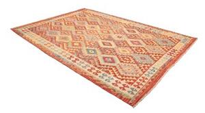 Tappeto Kilim Geometrico Rosso Beige 205x294 Cm