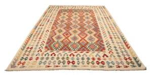 Tappeto Kilim Geometrico Avorio Rosso 210x298 Cm
