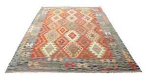 Tappeto Kilim Geometrico Rosso Blu 179x239 Cm