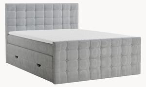 Letto boxspring in velluto a coste fatto a mano con contenitore Tasca, H3