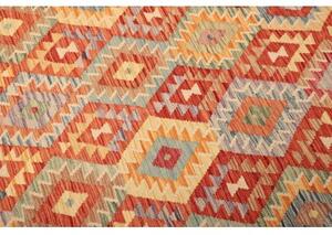 Tappeto Kilim Geometrico Rosso Beige 205x294 Cm