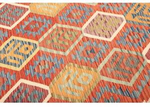 Tappeto Kilim Stilizzato Rosso Giallo 205x293 Cm