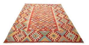 Tappeto Kilim Geometrico Rosso Multicolore 174x241 Cm