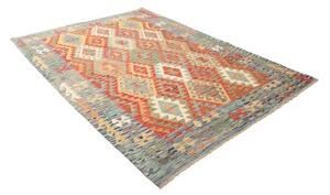 Tappeto Kilim Geometrico Rosso Blu 179x239 Cm