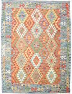 Tappeto Kilim Geometrico Rosso Blu 179x239 Cm