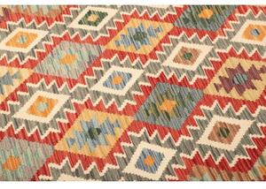 Tappeto Kilim Stilizzato Rosso Beige 205x297 Cm