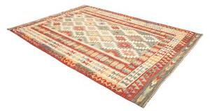 Tappeto Kilim Geometrico Avorio Rosso Corallo 205x290 Cm