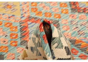 Tappeto Kilim Geometrico Azzurro Arancione 204x306 Cm