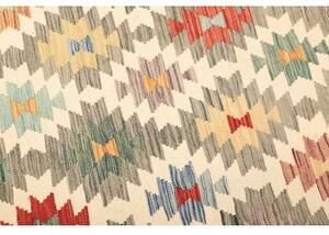 Tappeto Kilim Geometrico Avorio Rosso Corallo 205x290 Cm