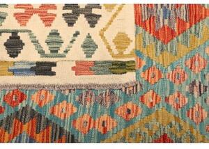 Tappeto Kilim Geometrico Azzurro Arancione 204x306 Cm