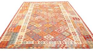 Tappeto Kilim Geometrico Rosso Mattone Avorio 205x297 Cm
