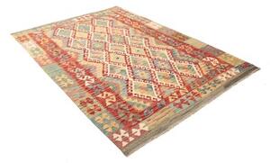 Tappeto Kilim Geometrico Rosso Beige 170x237 Cm