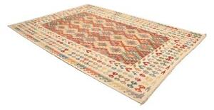 Tappeto Kilim Geometrico Avorio Rosso 210x298 Cm
