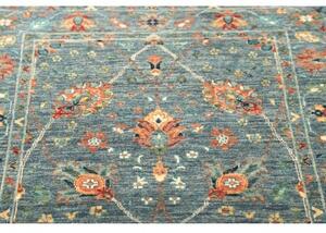 Tappeto Floralia Stilizzato Blu Petrolio Arancione Ruggine Corsia 90x252 Cm