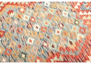 Tappeto Kilim Geometrico Rosso Mattone Celeste 174x241 Cm
