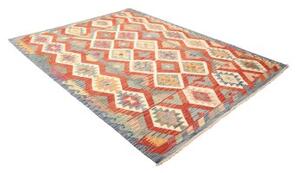 Tappeto Kilim Geometrico Rosso Avorio 180x239 Cm
