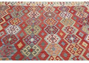 Tappeto Kilim Geometrico Rosso Mattone Avorio 414x595 Cm